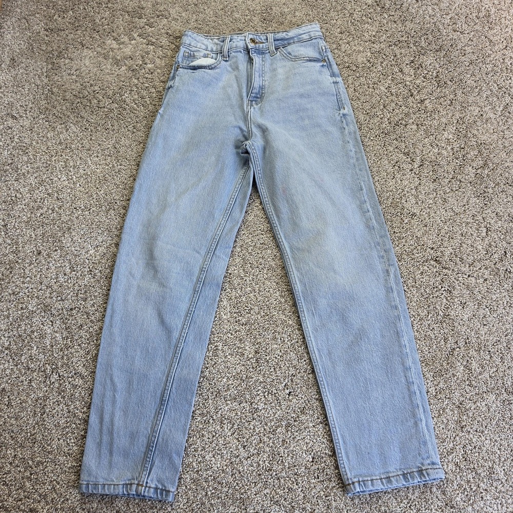 Zara Jeans Womens 0 Blue Light Wash‎ Mom Relaxed High Rise Denim 24x26 Ladies